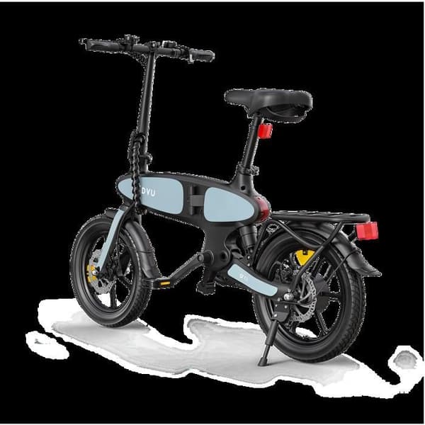 DYU-C2, Fällbar elcykel, räckvidd 60 km – Motor 350 W, internt batteri 7,5 Ah, breda däck på 16 tum – Blå