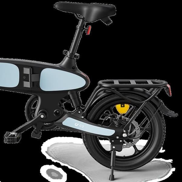 DYU-C2, Fällbar elcykel, räckvidd 60 km – Motor 350 W, internt batteri 7,5 Ah, breda däck på 16 tum – Blå