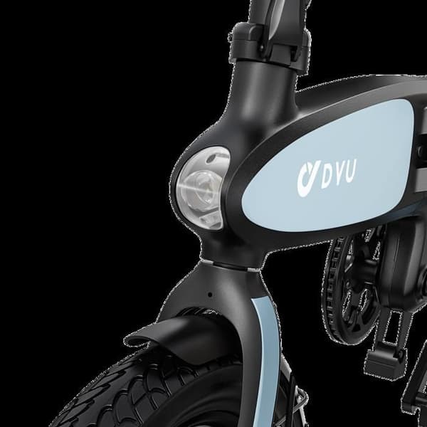 DYU-C2, Fällbar elcykel, räckvidd 60 km – Motor 350 W, internt batteri 7,5 Ah, breda däck på 16 tum – Blå