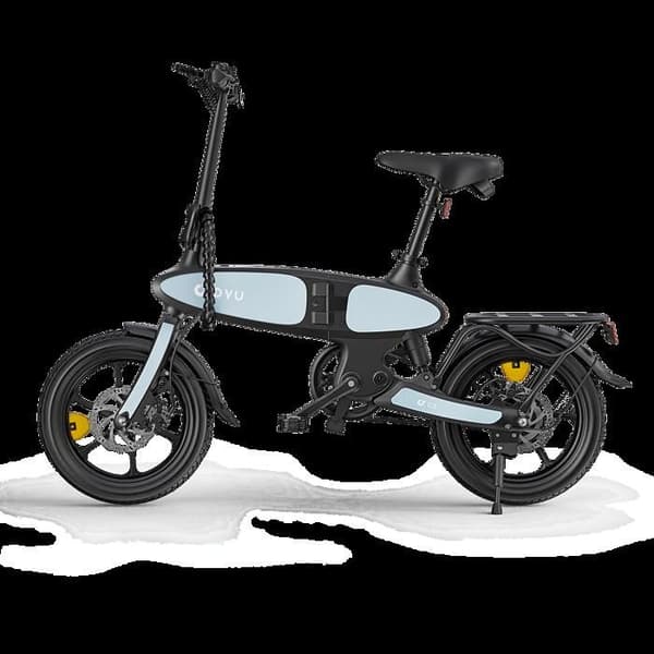 DYU-C2, Fällbar elcykel, räckvidd 60 km – Motor 350 W, internt batteri 7,5 Ah, breda däck på 16 tum – Blå