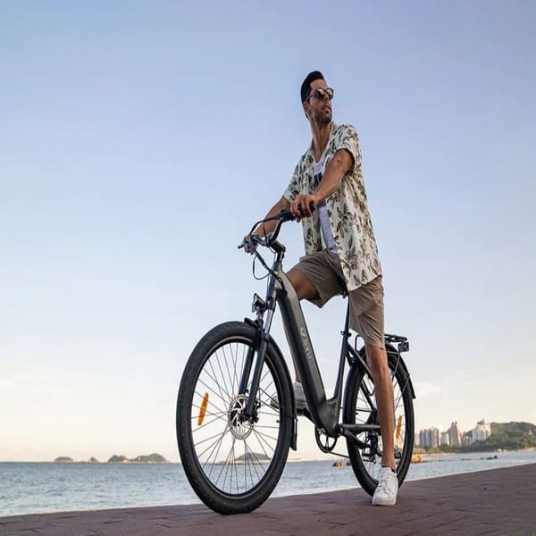 Elcykel DYU C1 26 Tum 25km/h - Motor 250W Batteri 36V10Ah Skivbromsar - Grå Blå