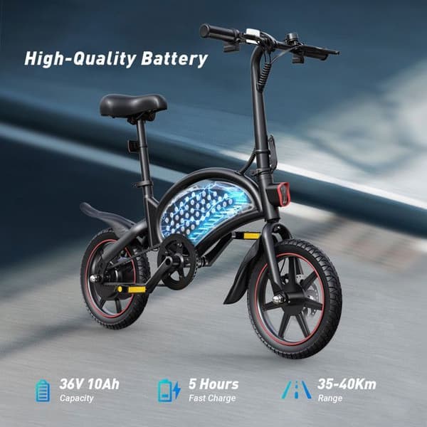 DYU-D3F, 36V 250W, Bärbar elcykel - Räckvidd på 50 km, Interna batteri 10Ah, Hastighet på 25 km/h, Däck 14" - Svart