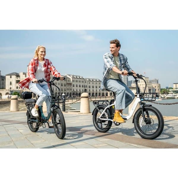 DYU C9 20 tum långdistans e-cykel Motor nominel 250 Watt Batteri 48V 15.6A 25km/h Vikt med broms 30kg Max räckvidd 150km Vit
