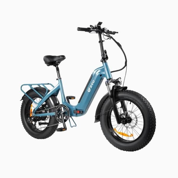 Vuxen foldbar elcykel DYU FF500 Räckvidd 115km 20 Tum fatbike stad Motor 500W 32km/h framdämpare 48V14Ah blå