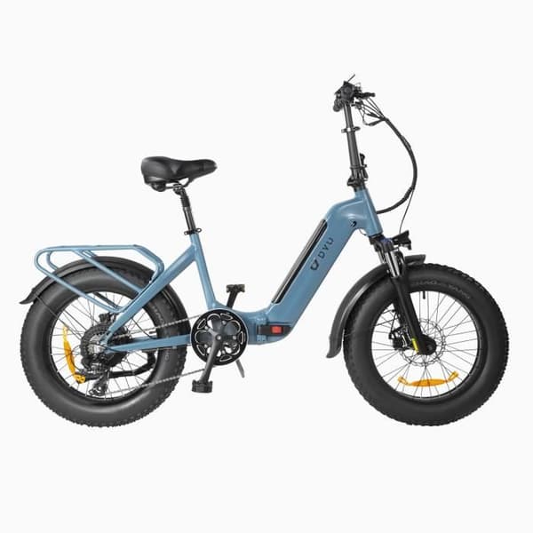 Vuxen foldbar elcykel DYU FF500 Räckvidd 115km 20 Tum fatbike stad Motor 500W 32km/h framdämpare 48V14Ah blå