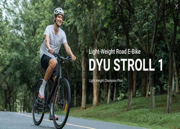 Lätt stads elcykel i aluminium DYU Stroll 1 – Räckvidd 100 km, motor 36 V 250 W, däck 700C – Svart