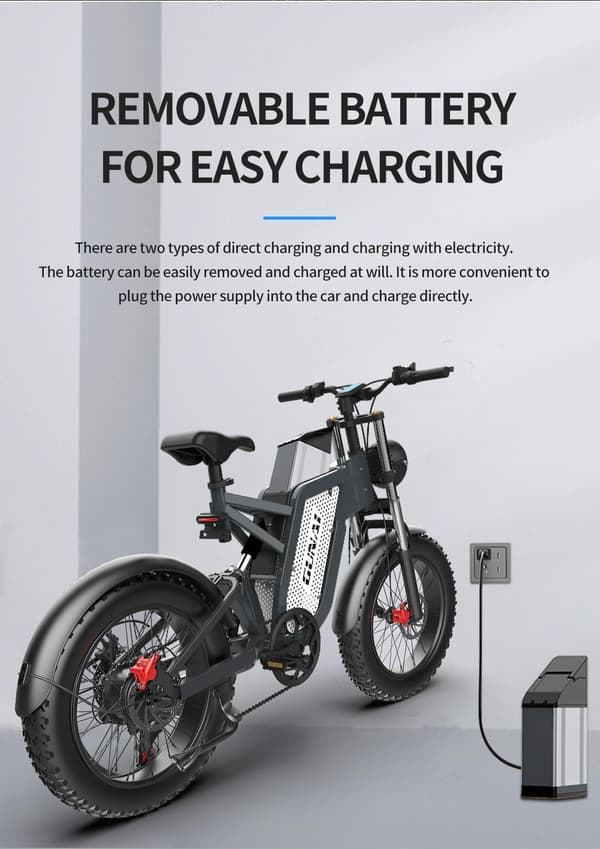 GUNAI MX25 elcykel 25AH batteri, 1000W motor, 60km räckvidd, 50km/h hastighet, 20*4.0 tums fettdäck, hydraulisk oljebroms
