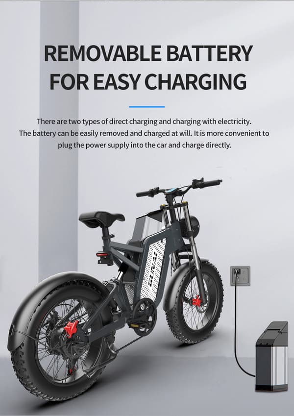 GUNAI MX25 elcykel 1000W motor, 60km räckvidd, 25AH batteri, 50km/h hastighet, 20*4.0 tums fettdäck, hydraulisk oljebroms