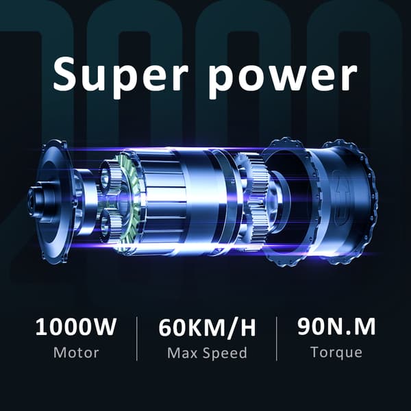 GUNAI Y elcykel 1000W motor, 18AH batteri, 90km räckvidd, 60km/h hastighet, 20*4.0 tums fatdäck, SHIMANO 7-växlad, hydraulisk oljebroms