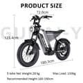 Miniatyrbild 10 av 11: GUNAI Y elcykel 1000W motor, 18AH batteri, 90km räckvidd, 60km/h hastighet, 20*4.0 tums fatdäck, SHIMANO 7-växlad, hydraulisk oljebroms