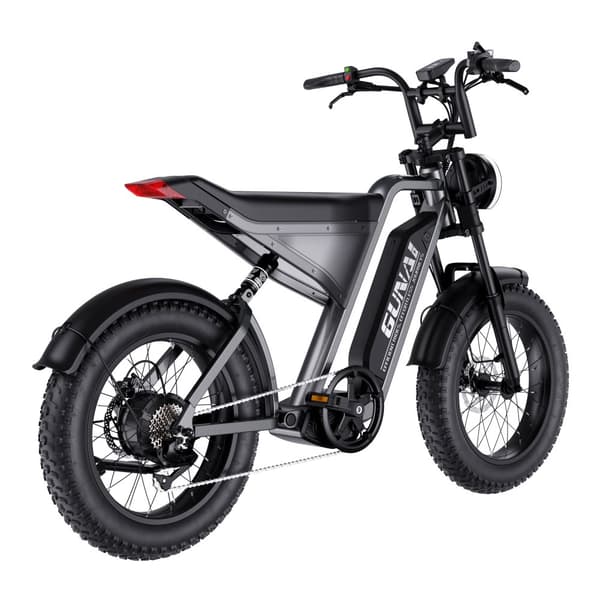 GUNAI Y elcykel 18AH batteri, 90km räckvidd, 1000W motor, 60km/h hastighet, 20*4.0 tums fatdäck, SHIMANO 7-växlad, hydraulisk oljebroms