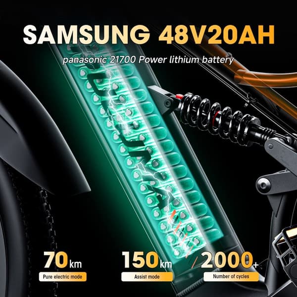 PULUMA PE86pro Dual Drive Elcykel - 2×500W motorer, 48V20Ah Samsung batteri, 50 km / t, Shimano 7-trins gearkasse, DNM affjedringssystem