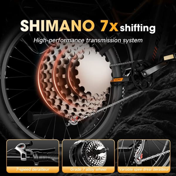 PULUMA PE86pro Dual Drive Elcykel - 2×500W motorer, 48V20Ah Samsung batteri, 50 km / t, Shimano 7-trins gearkasse, DNM affjedringssystem