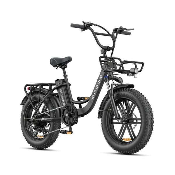 ENGWE L20 BOOST - Elektrisk cykel 20" - Räckvidd 140 km - Avtagbart batteri 48V13Ah - Motor 250W - 7 växlar - VTC Fat bike, Svart