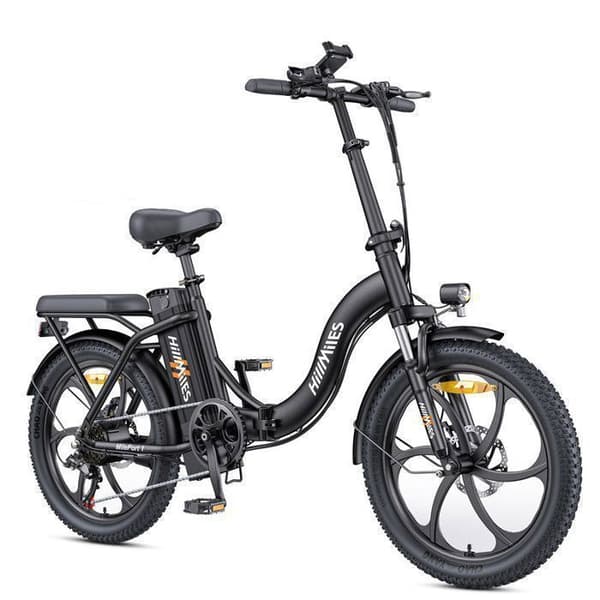 Fällbar elcykel Hillmiles MilePort 1 - Räckvidd 60 km - Motor 250 W - Batteri 36V13Ah - Däck 20 tum - VTC-cykel - Svart