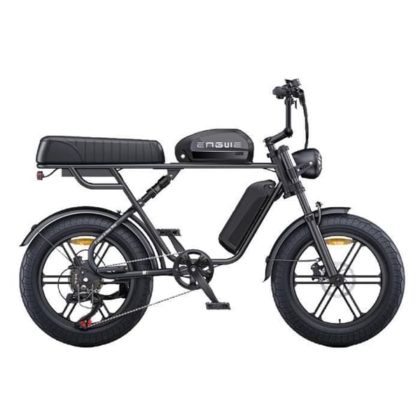 ENGWE M1 - Elcykel 20" - Räckvidd 170km - Batteri 48V28.6Ah - Helt upphängd - Shimano 7 växlar - MTB fatbike, Svart