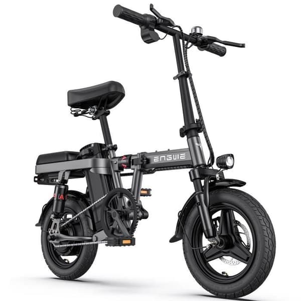 Vikbar elcykel ENGWE T14 14 tum 25 km/h Motor 250W Räckvidd 42 km framdämpare stadsbike Batteri 48V10Ah Grå