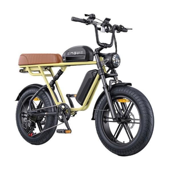 ENGWE M1 - Elcykel 20" - Räckvidd 170km - Batteri 48V28.6Ah - Full fjädring - Shimano 7 växlar - Mountainbike fat bike, Gul