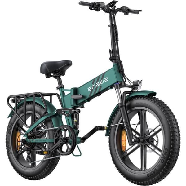 elektrisk hopfällbar cykel ENGWE ENGINE Pro 2.0 Räckvidd 110 km Batteri 52V16Ah Helupphängd Snö däck 20 tum MTB Fat bike Grön