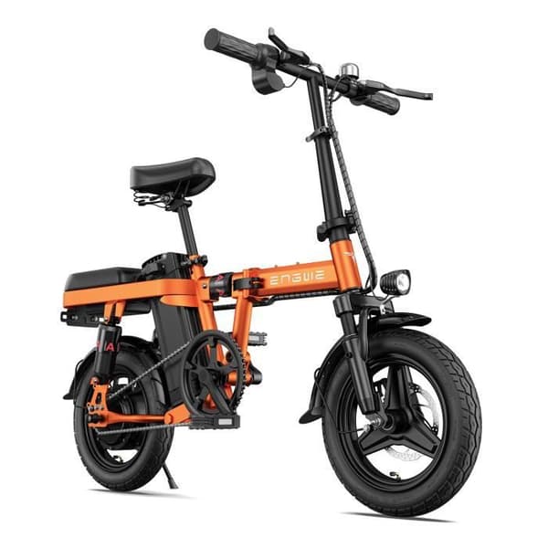 Vikbar elcykel ENGWE T14 14 tum 25km/h Motor 250W Räckvidd 42km med framdämpare stadscykel 48V10Ah Orange