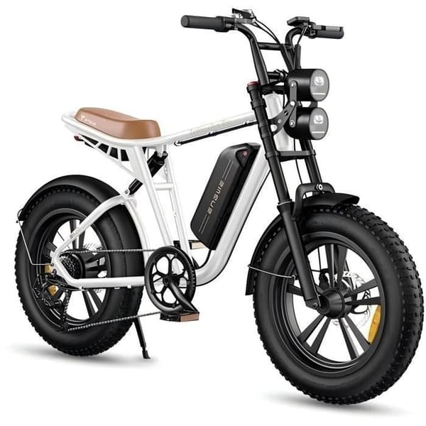 ENGWE M20 - Elcykel, 1000W 48V13AH/ 7 Växlar - Topp 28mph, 20" × 4.0 Breda däck, Räckvidd 75km - Vit