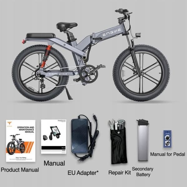 ENGWE X26 Elcykel 26*4,0 tum Tjocka Däck, 48V 1000W Motor, 29,2Ah Batteri, Max 50 km-h - Svart