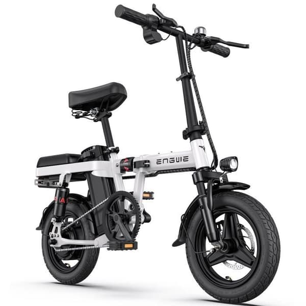 fällbar elcykel ENGWE T14 14 tum 25km/h Motor 250W Räckvidd 42km med framfjädring stadscykel 48V10Ah Vit