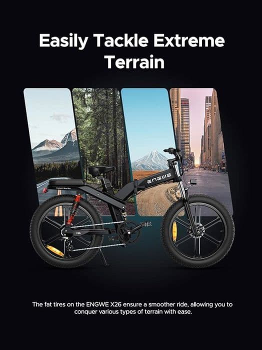 Elcykel - ENGWE - X24 - 48V 19,2Ah - Räckvidd 100 km - Fällbar med 3 fjädringar