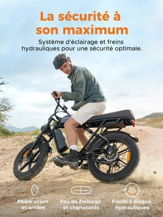 ENGWE M1 - Elcykel 20" - Räckvidd 90km - Batteri 48V15.6Ah - Fullupphängd - Shimano 7 växlar - MTB fat bike, Svart