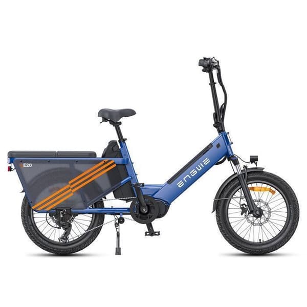 ENGWE LE20 - Elcykel 20" - Räckvidd 200km - Batteri 48V38.4Ah - med framdämpare - 7 växlar - Cargo Fat bike, Blå