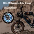 Miniatyrbild 4 av 6: Hillmiles Milezoom 1 Elcykel 20" Räckvidd 150km Batteri 52V31.2Ah Fullfjädrad Hydraulisk skivbroms fatbike, Svart