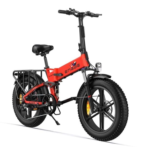 Fällbar elcykel ENGWE ENGINE X Räckvidd 120km 42km/h Fullfjädrad Batteri 48V13Ah Däck 20 tum VTT Fat bike Röd