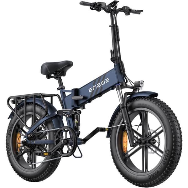 Viktre elektrisk hopfällbar ENGWE ENGINE Pro 2.0 Räckvidd 110km Batteri 52V16Ah Helt upphängd Snö däck 20 tum VTT Fat bike blå