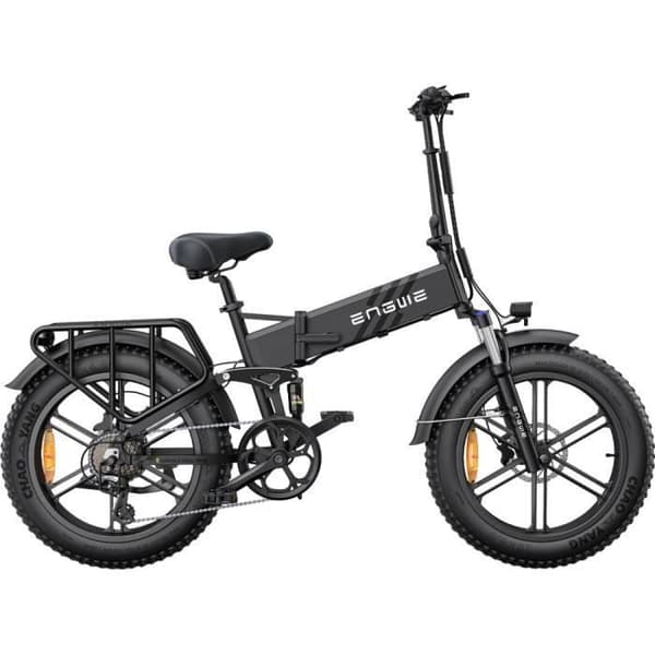 Fällbar elcykel ENGWE ENGINE Pro 2.0 Räckvidd 110km Batteri 52V16Ah Helt upphängd Snötub 20 tum VTT Fat bike Svart