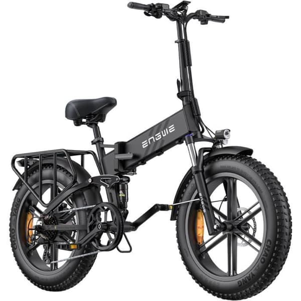 Fällbar elcykel ENGWE ENGINE Pro 2.0 Räckvidd 110km Batteri 52V16Ah Helt upphängd Snötub 20 tum VTT Fat bike Svart