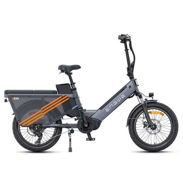 ENGWE LE20 - Elcykel 20" - Räckvidd 150 km - Batteri 48V19.2Ah - med framfjädring - 7 växlar - Cargo Fat bike, Grå