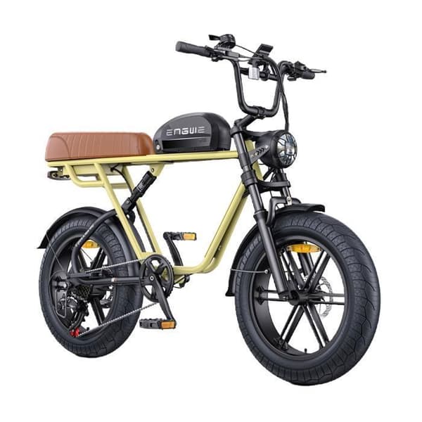 ENGWE M1 - Elcykel 20" - Räckvidd 90km - Batteri 48V15.6Ah - Helt fjädrad - Shimano 7 växlar - Fat bike, Gul