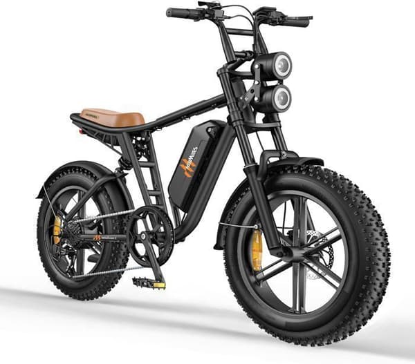 Hillmiles Milezoom 1 Elcykel 20" Räckvidd 100km Batteri 52V15.6Ah Helt fjädrad Hydraulisk skivbroms fatbike, Svart