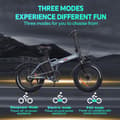 Miniatyrbild 8 av 11: DRVETION AT20 elcykel 10AH batteri, 750W motor, 70 km räckvidd, 25 km/h hastighet, 20*4,0 tums fatdäck, SHIMANO 7 växlad - svart och grå