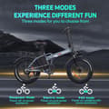 Miniatyrbild 7 av 11: DRVETION AT20 elcykel 15AH batteri, 80 km räckvidd, 750W motor, 25 km/h hastighet, 20*4,0 tums fatdäck, SHIMANO 7 växlad - svart och grå