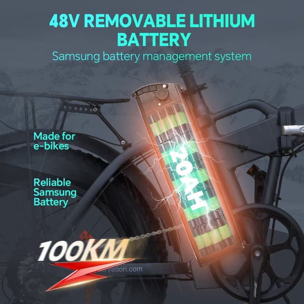 DRVETION AT20 elcykel 100 km räckvidd, 20AH batteri, 750W motor, 25 km/h hastighet, 20*4,0 tums fatdäck, SHIMANO 7 växlad - svart och grå
