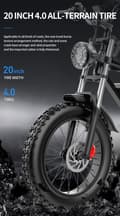 Miniatyrbild 8 av 11: Ridstar Q20 elcykel 1000W, 48V 20Ah batteri, 20 "* 4.0 fettdäck, max räckvidd 90 km, hydrauliska skivbromsar fram och bak, Shimano 7-växlad