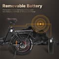 Miniatyrbild 6 av 11: DRVETION CT20 elcykel 10AH batteri, 750W motor, 70 km räckvidd, 25 km/h hastighet, 20*4,0 tums fatdäck, SHIMANO 7 växlad - svart