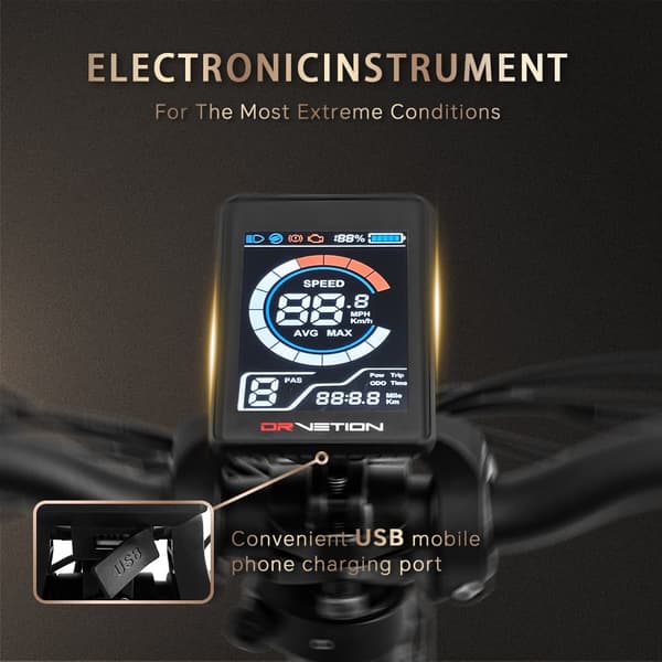 DRVETION CT20 elcykel 10AH batteri, 750W motor, 70 km räckvidd, 25 km/h hastighet, 20*4,0 tums fatdäck, SHIMANO 7 växlad - svart