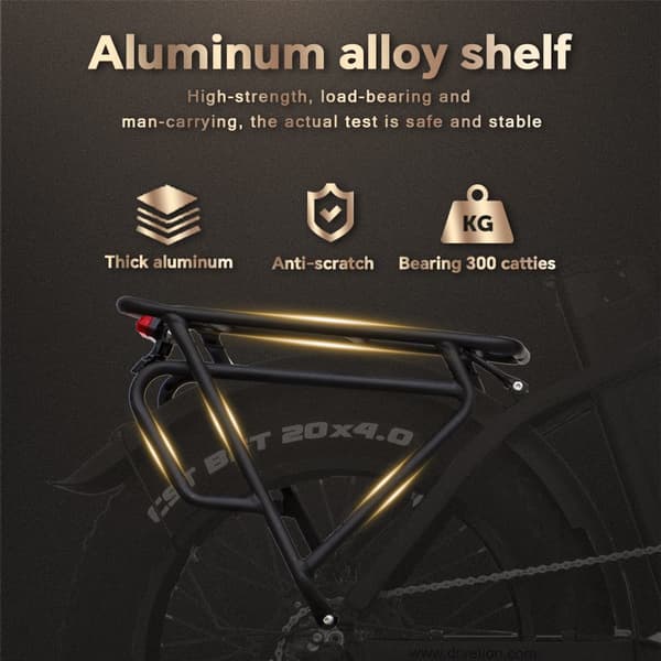 DRVETION CT20 elcykel 10AH batteri, 750W motor, 70 km räckvidd, 25 km/h hastighet, 20*4,0 tums fatdäck, SHIMANO 7 växlad - svart