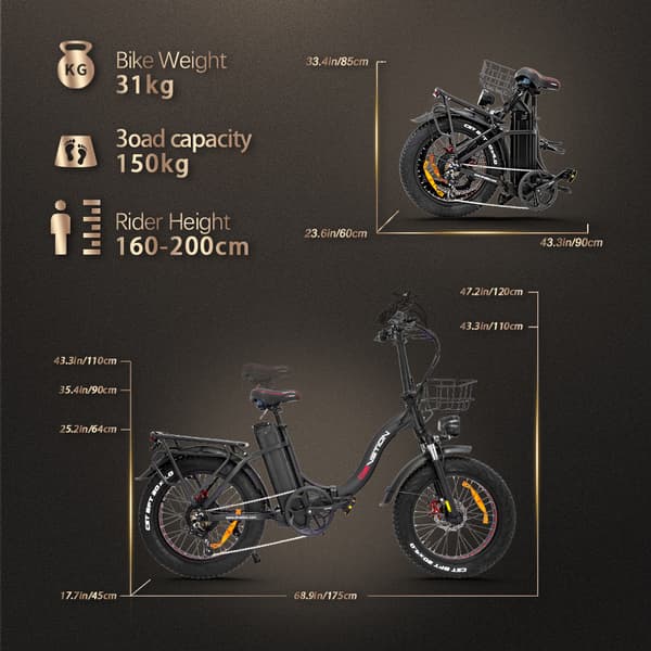 DRVETION CT20 elcykel 20AH batteri, 100 km räckvidd, 750W motor, 25 km/h hastighet, 20*4,0 tums fatdäck, SHIMANO 7 växlad - svart
