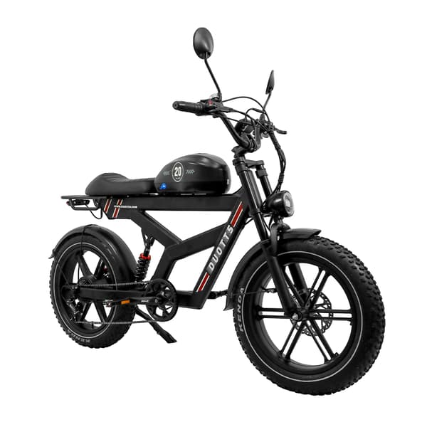 Elmountainbike DUOTTS F20, 750W motor, 52V 27AH batteri, GPS-spårning Bluetooth-app, svart