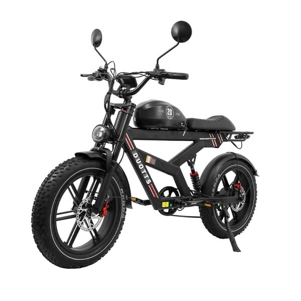 Elmountainbike DUOTTS F20, 750W motor, 52V 27AH batteri, GPS-spårning Bluetooth-app, svart