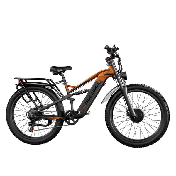 Sähkömaastopyörä PULUMA PE86Pro, kaksoismoottorit vääntömomenttianturilla, 48 V 20 Ah akku, musta-oranssi