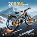 Miniatyrbild 4 av 11: PULUMA PE86 Pro elcykel 2*1000W motor, 20AH batteri, 150km räckvidd, 40km/h hastighet, 26*3.0tums fatdäck, SHIMANO 7-växlad, hydraulisk skivbroms